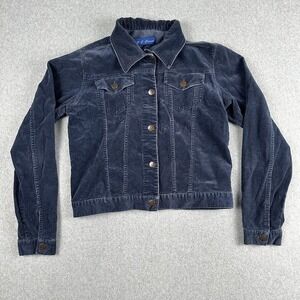 KC Casual Corduroy Jacket Blue Button Trucker Collared Long Sleeve Women's S?